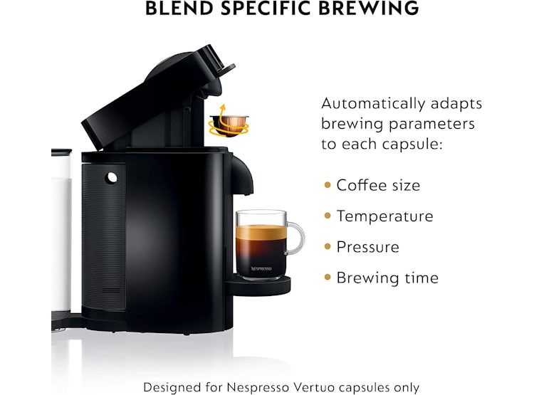 Nespresso - Cafetera de espresso en color negro y De'Longhi con Aeroccino -  Vertuo Plus