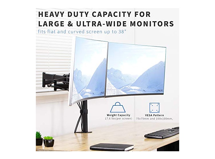 VIVO Soporte de escritorio para monitor doble, soporte de acero totalmente  ajustable, soporta 2 pantallas de computadora de hasta 30 pulgadas y máximo