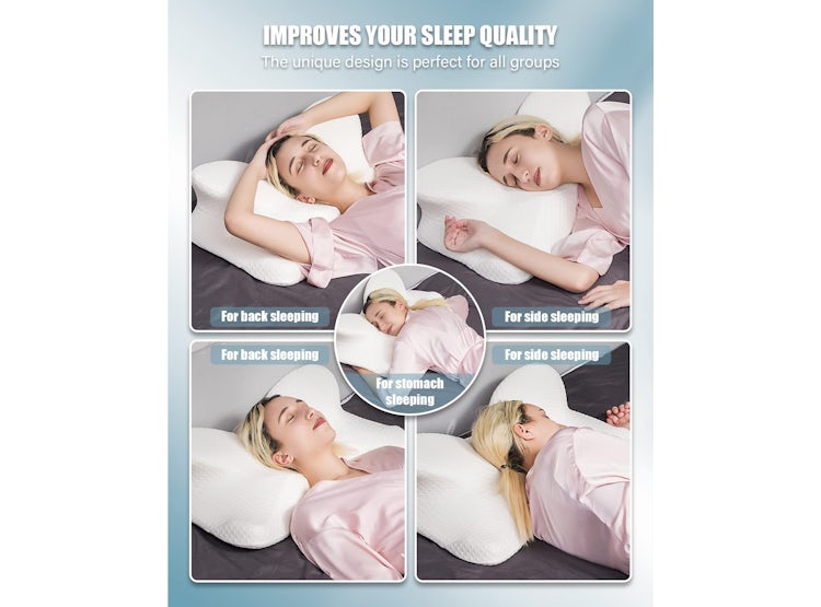Almohadas de espuma viscoelástica, almohada cervical para aliviar el dolor  de cuello y hombros, almohada ergonómica de contorno de cama, suave para