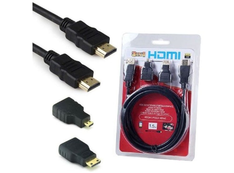 Ripley - CABLE HDMI 3 EN 1 CON ADAPTADOR MINI Y MICRO HDMI 1.5