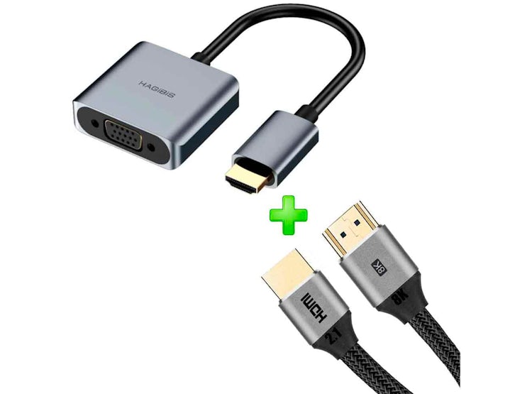 Ripley - PACK ADAPTADOR HDMI MACHO A VGA HEMBRA + CABLE HDMI 2.1