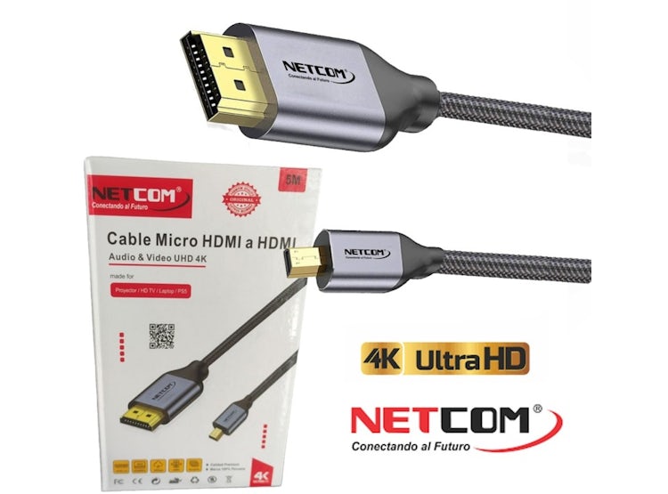 Ripley - CABLE MICRO HDMI A HDMI 5 METROS NETCOM 2.0 4K 60 HZ